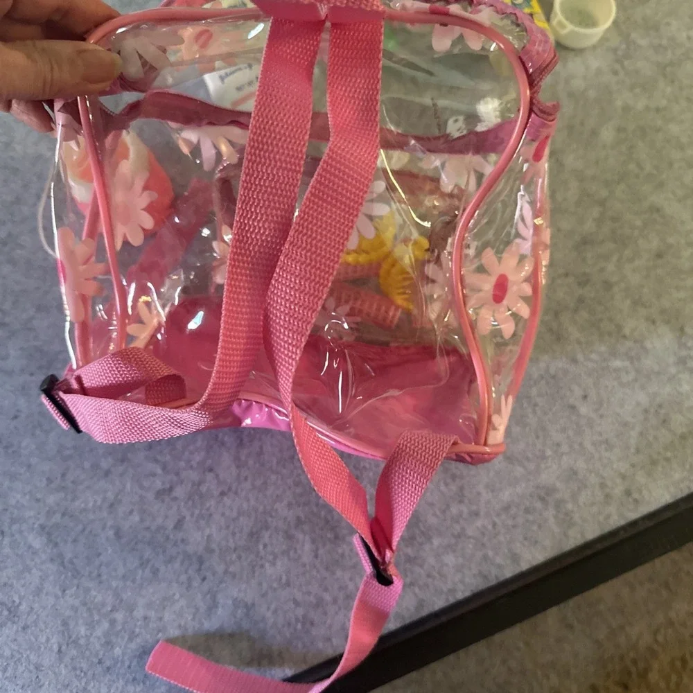 Vintage JC Toys Baby Doll Care Set Clear Bag/backpack With 4 Baby PJ's & Blanket